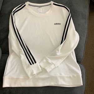 Adidas White 3 stripe pull over